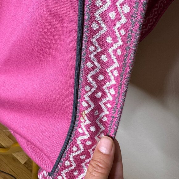 Vintage 80s Pink Geometric Print Open-Front Jersey Cardigan, Size Small - Picture 5 of 9